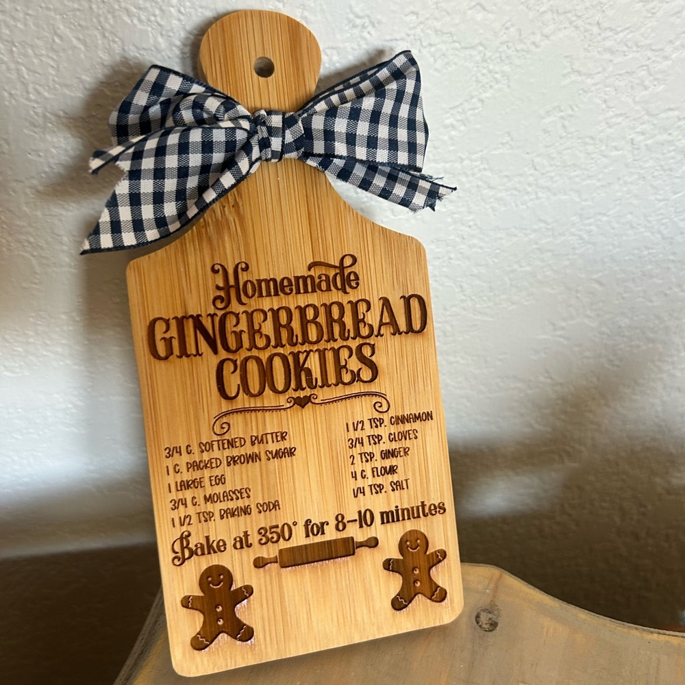 Wooden Gingerbread Recipe Cutting Board